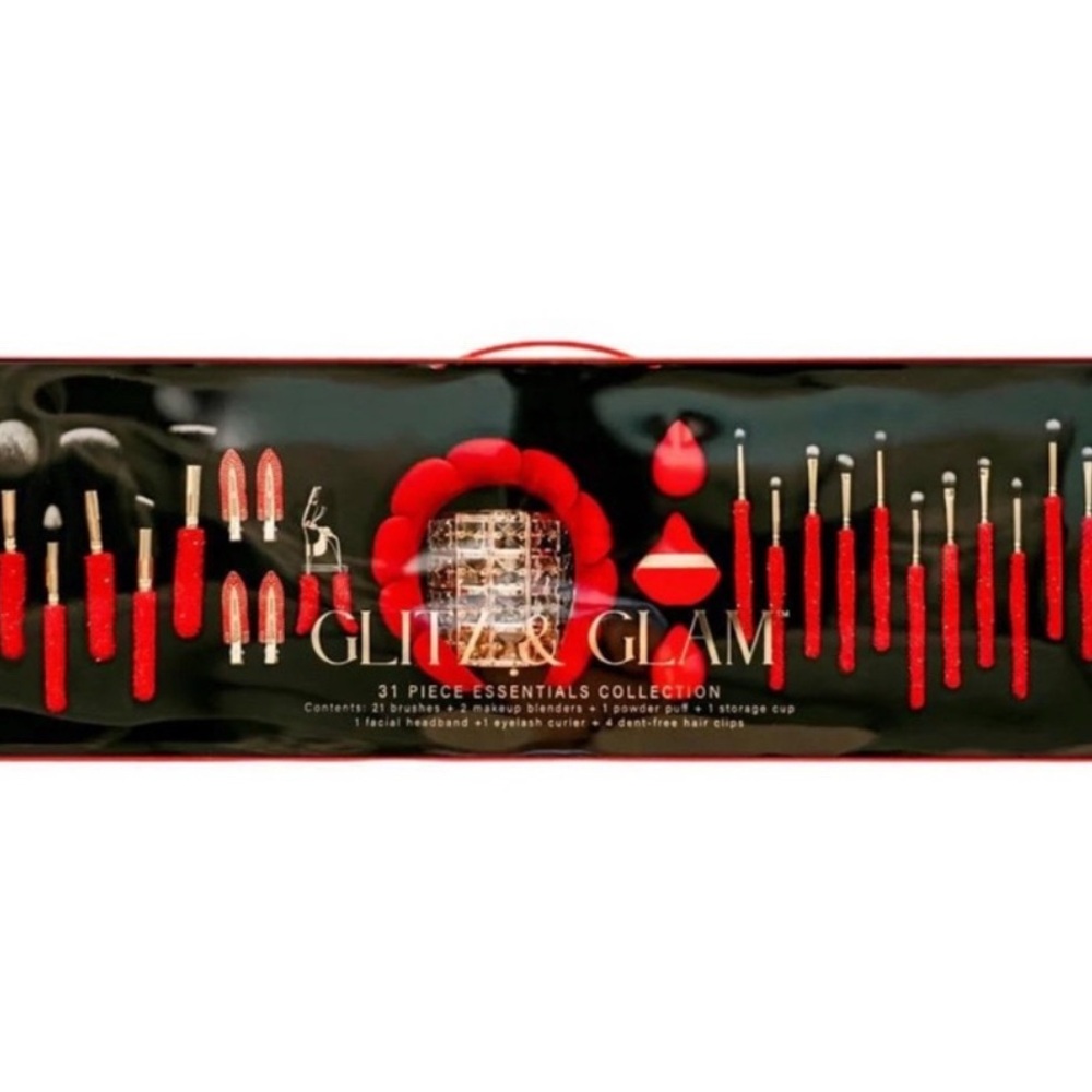Glitter Glam 31-Piece Red Makeup Brush Set